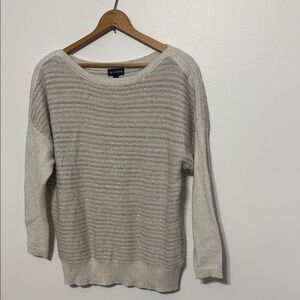 I.N studio Cream sparkled Striped Sweater